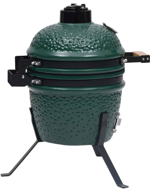 Încărcați imaginea în vizualizatorul Galerie, Grătar cu afumătoare 2-în-1 Kamado, verde, 56 cm, ceramică - Lando
