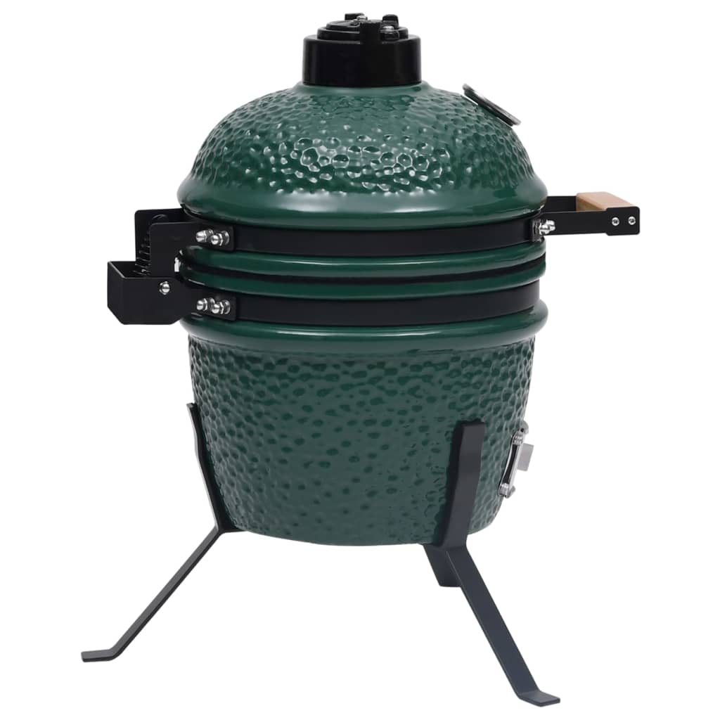 Grătar cu afumătoare 2-în-1 Kamado, verde, 56 cm, ceramică - Lando