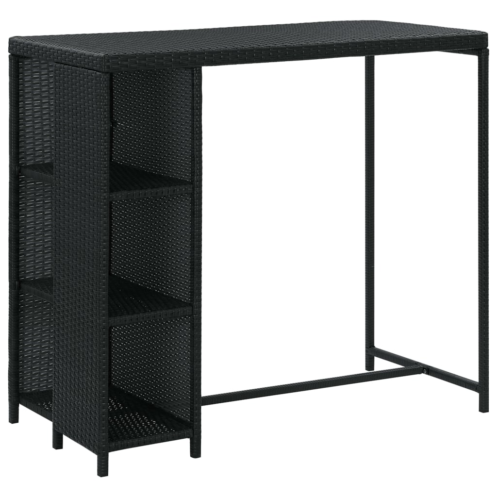 Set mobilier bar de grădină cu perne, 5 piese, negru, poliratan