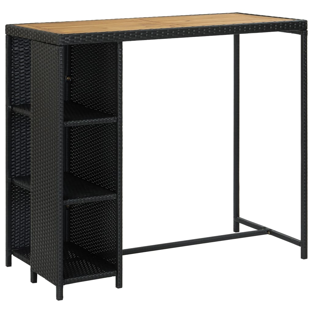 Set mobilier bar de grădină cu perne, 5 piese, negru, poliratan