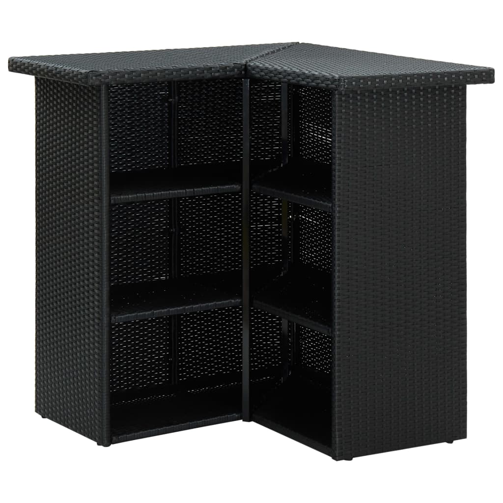 Set mobilier bar de grădină cu perne, 8 piese, negru, poliratan