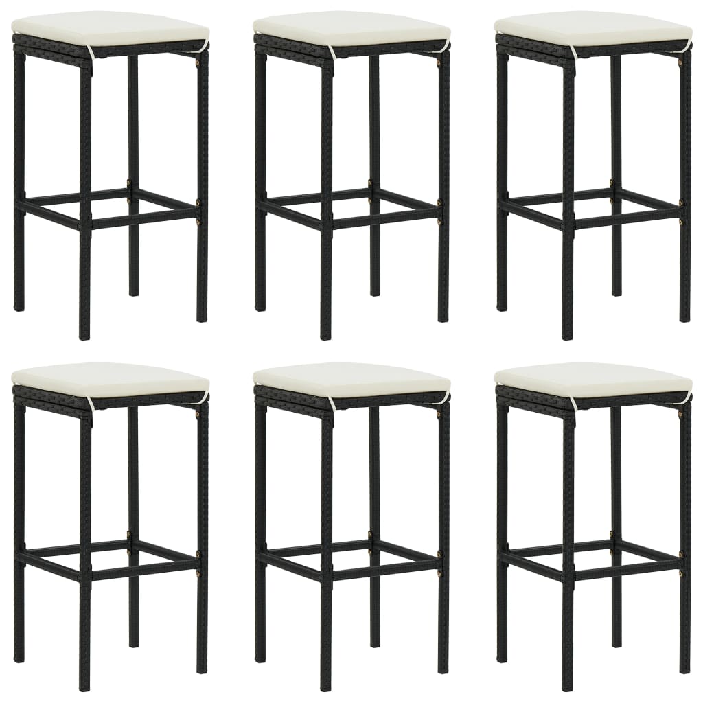 Set mobilier bar de grădină cu perne, 8 piese, negru, poliratan