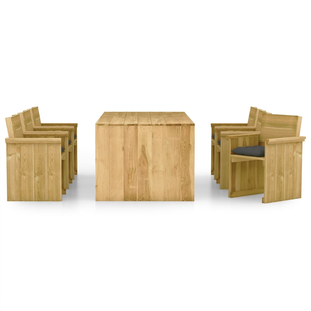 Set mobilier de exterior cu perne, 7 piese, lemn de pin tratat