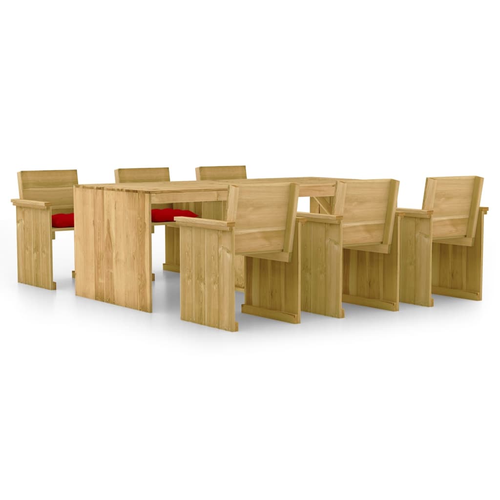 Set mobilier de exterior, 7 piese, lemn de pin tratat