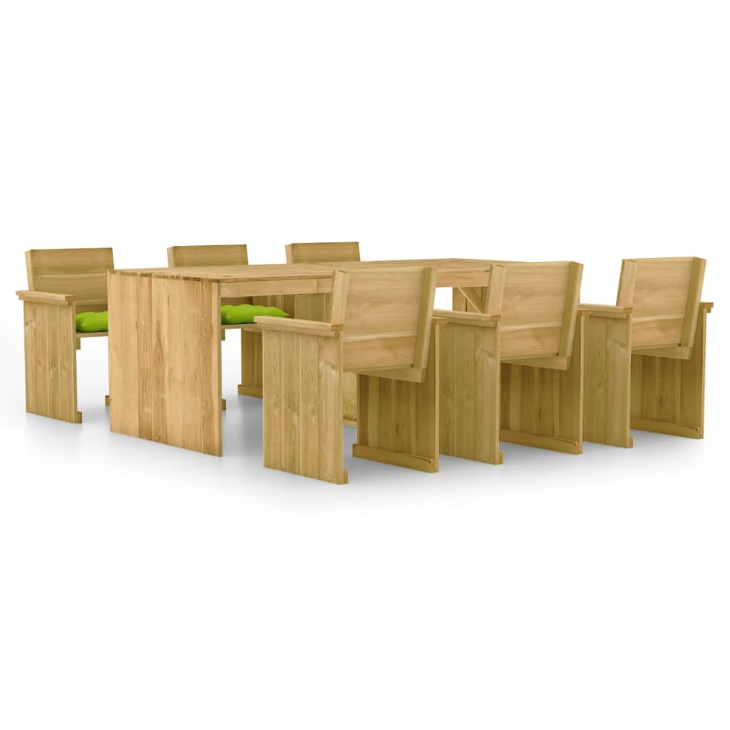 Set mobilier de exterior, 7 piese, lemn de pin tratat