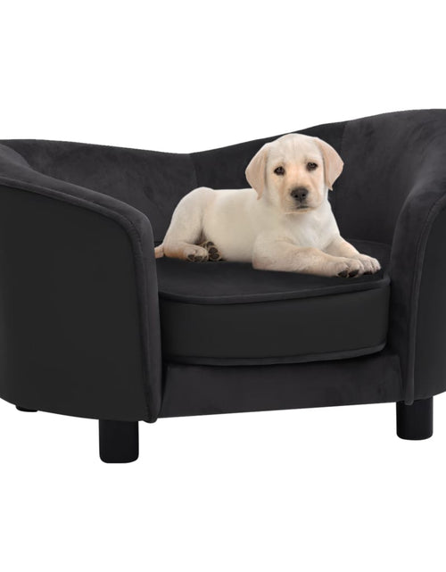 Încărcați imaginea în vizualizatorul Galerie, Canapea pentru câini negru 69x49x40 cm, pluș/piele ecologică

