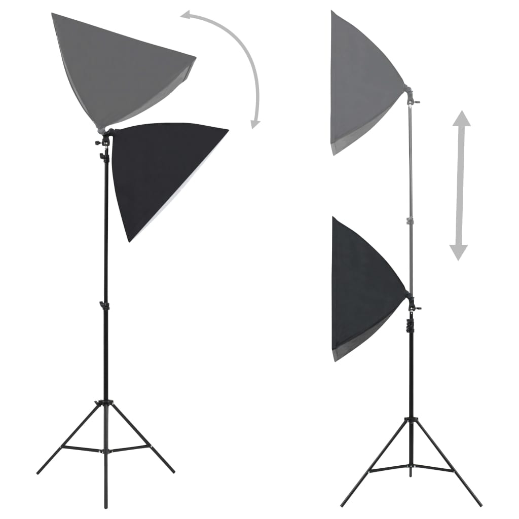 Set studio foto cu lumini softbox, fundal și reflector