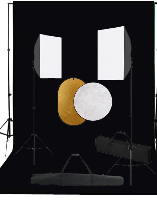 Загрузите изображение в средство просмотра галереи, Set studio foto cu lumini softbox, fundal și reflector
