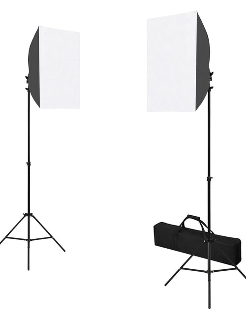 Загрузите изображение в средство просмотра галереи, Kit studio foto cu lumini softbox, fundal și reflector
