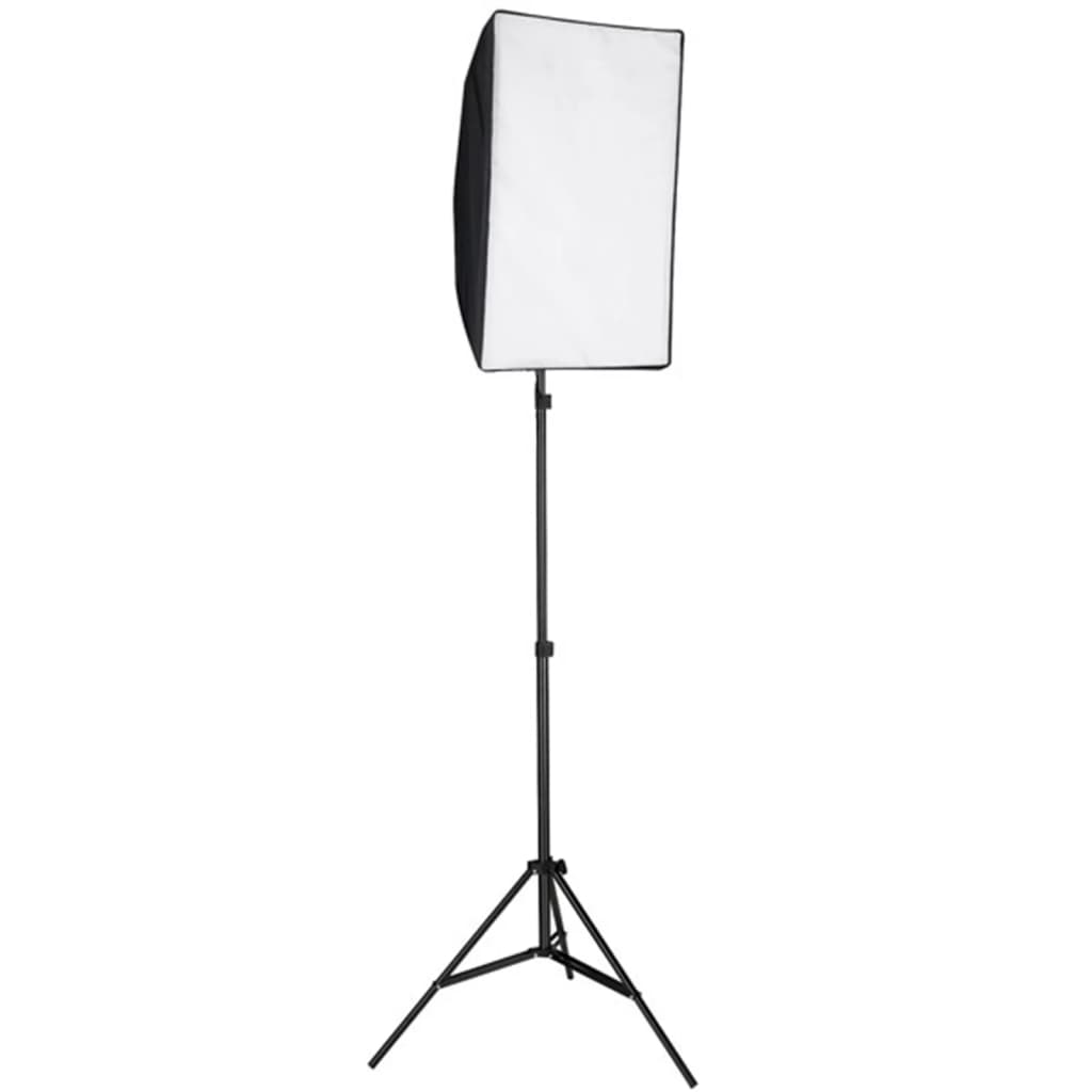 Set studio foto cu lumini softbox, fundal și reflector