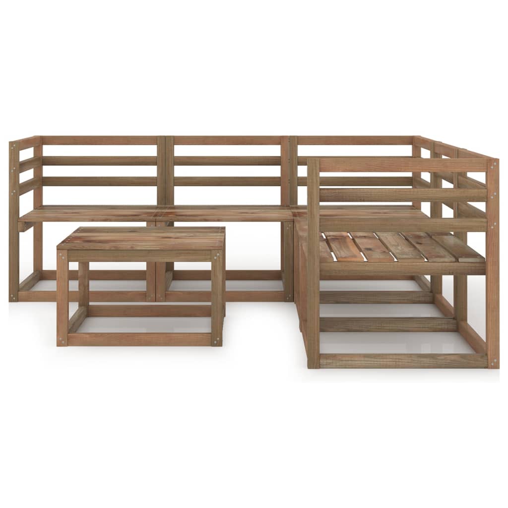 Set mobilier de grădină, 6 piese, maro, lemn de pin tratat