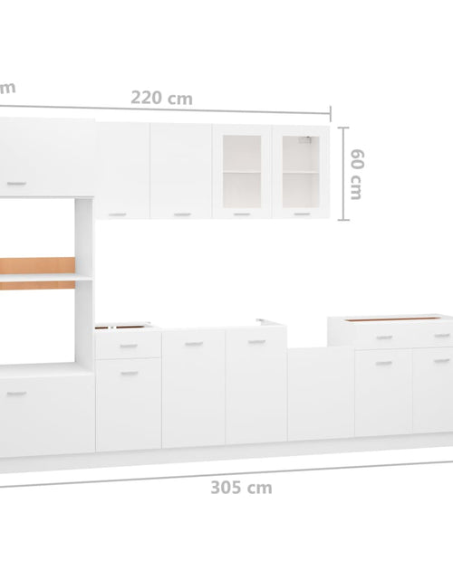 Загрузите изображение в средство просмотра галереи, Set dulapuri de bucătărie, 7 piese, alb, lemn prelucrat
