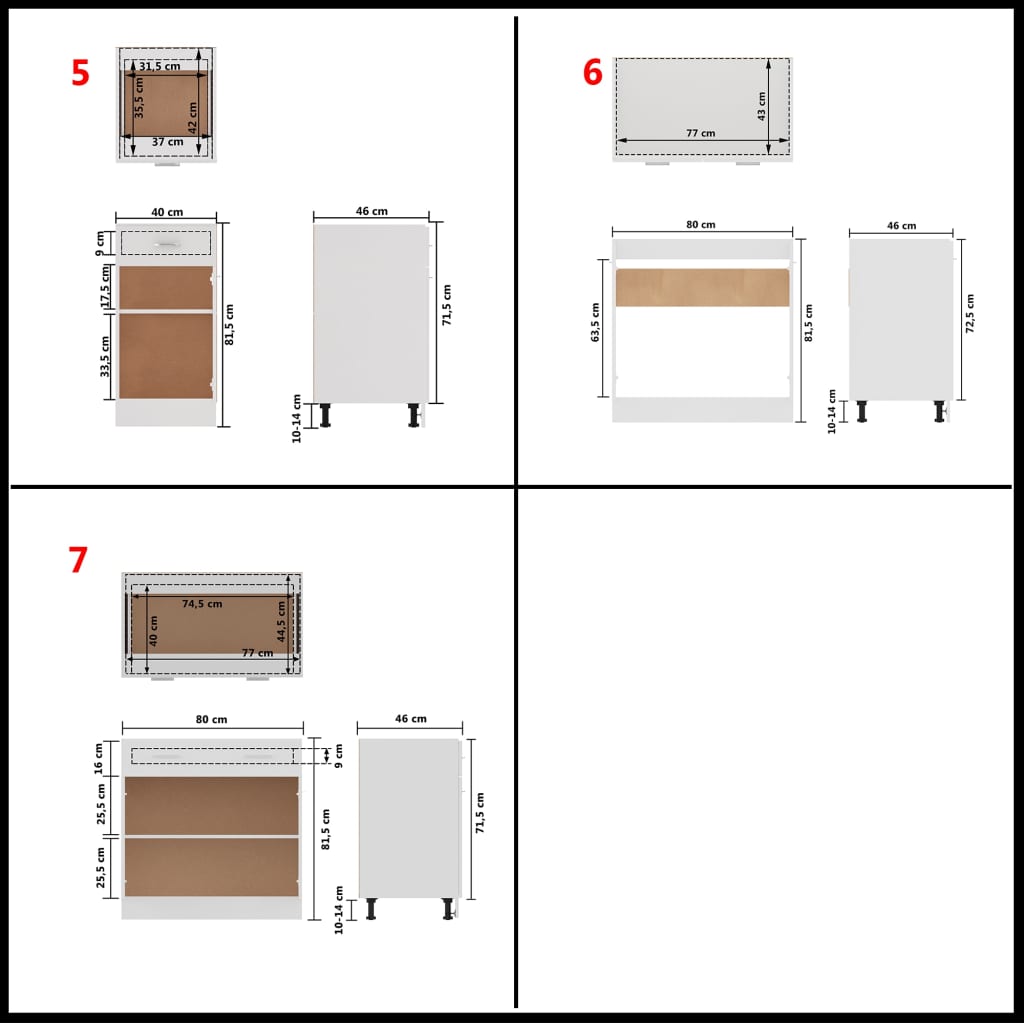 Set dulapuri de bucătărie, 7 piese, alb, lemn prelucrat