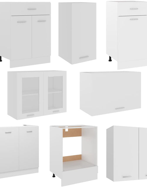 Încărcați imaginea în vizualizatorul Galerie, Set dulapuri de bucătărie, 8 piese, alb, PAL
