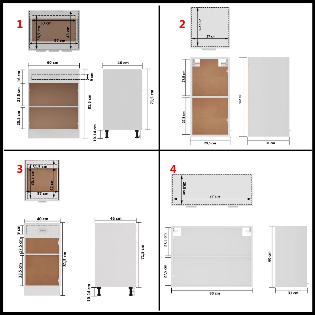 Set dulapuri de bucătărie, 8 piese, alb, PAL
