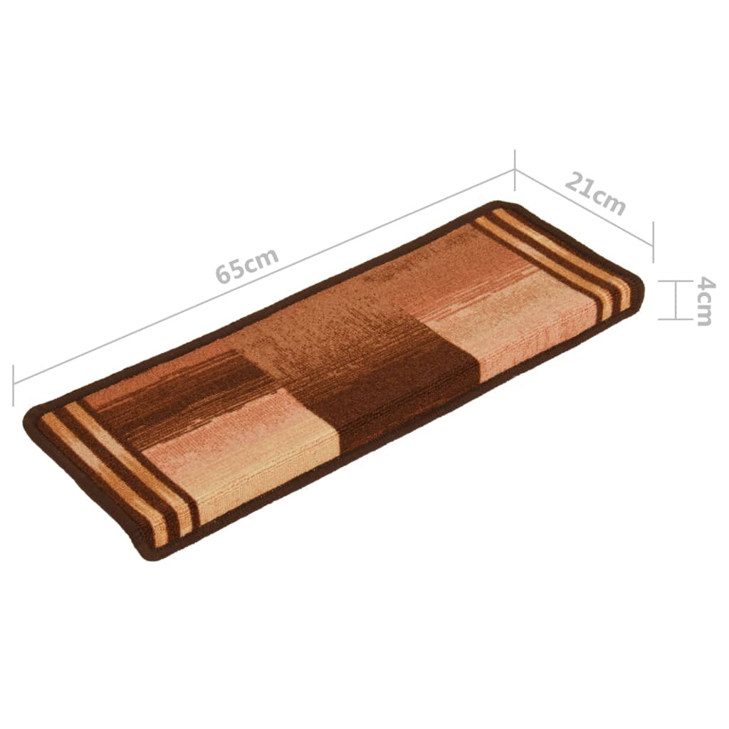 Covorașe pentru scări autoadezive, 5 buc., maro, 65x21x4 cm