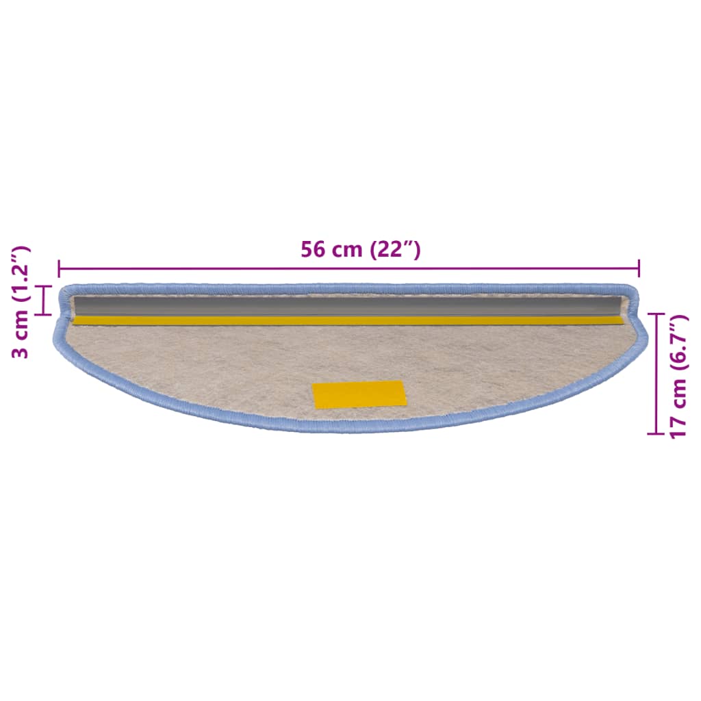 Covoraș scări autoadeziv 15 buc. albastru, 56x17x3 aspect sisal