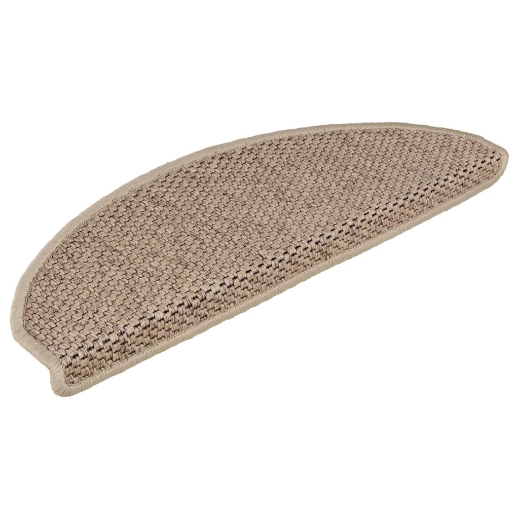 Covorașe scări autoadezive 15buc nisipiu 65x21x4cm aspect sisal