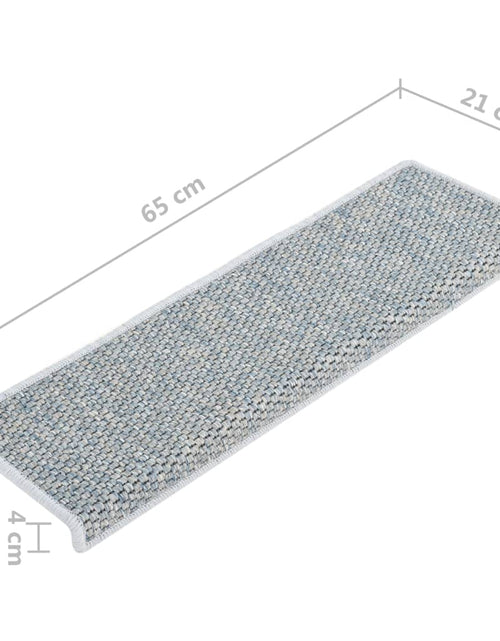 Загрузите изображение в средство просмотра галереи, Covorașe scări autoadezive, 15 buc. albastru 65x21x4 cm, sisal
