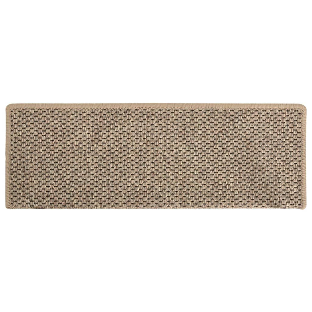 Covorașe scări autoadezive, 15 buc. bej 65x21x4 cm aspect sisal