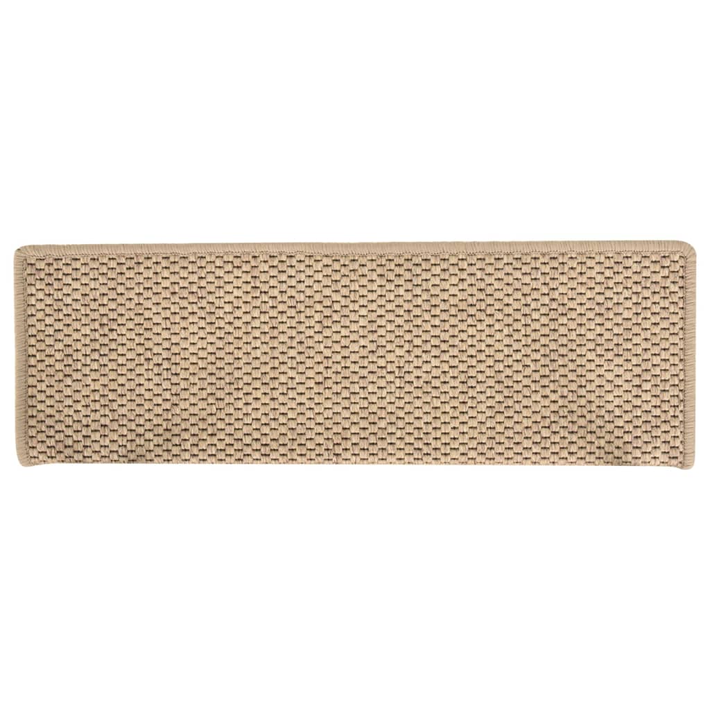 Covorașe scări autoadezive 15buc nisipiu 65x21x4cm aspect sisal