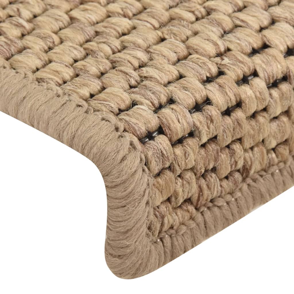 Covorașe scări autoadezive 15buc nisipiu 65x21x4cm aspect sisal