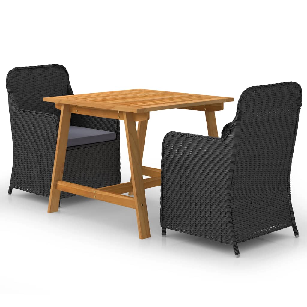 Set mobilier de grădină, 3 piese, negru - Lando