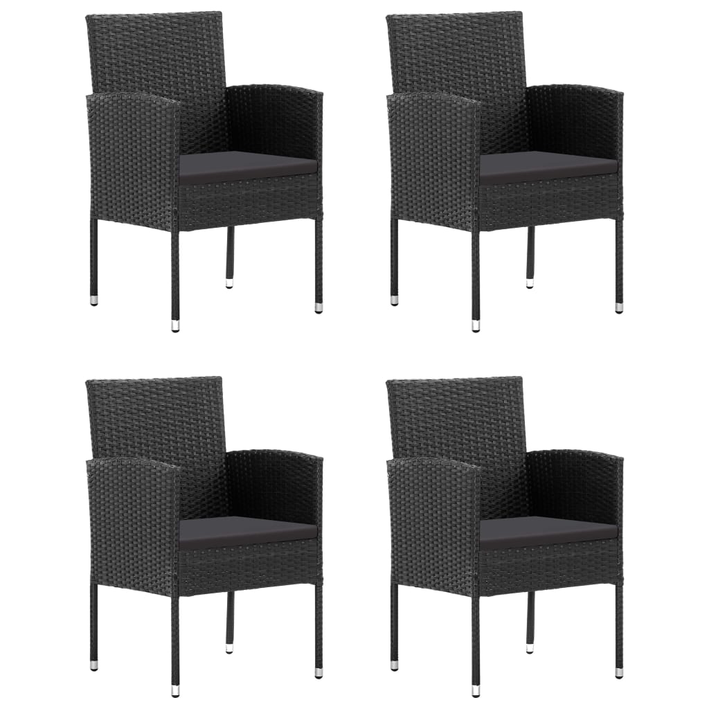 Set mobilier de grădină, 5 piese, negru