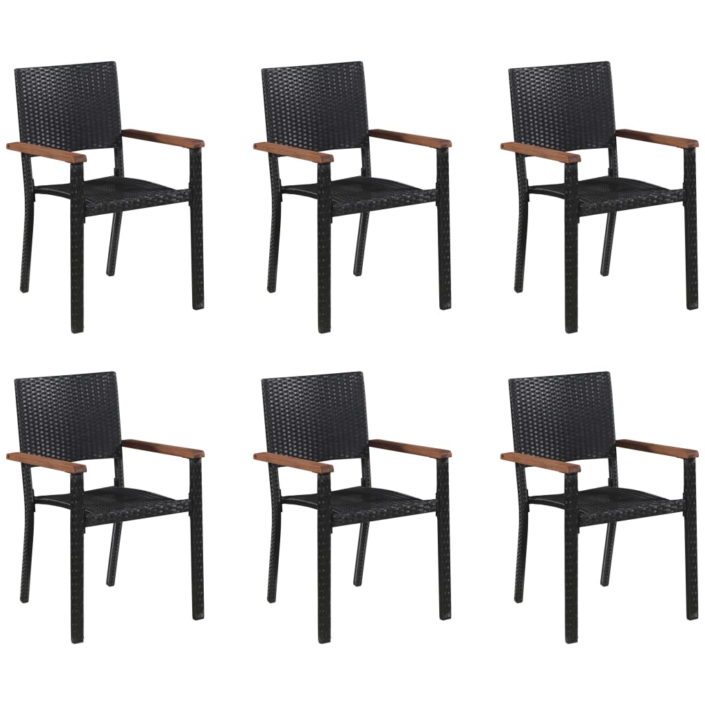 Set mobilier de grădină, 7 piese, negru