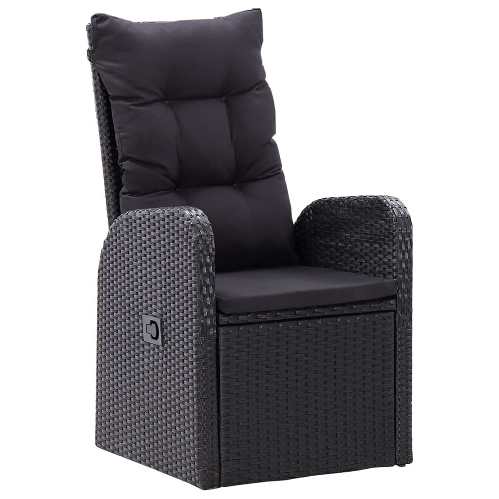 Set mobilier de grădină, 7 piese, negru