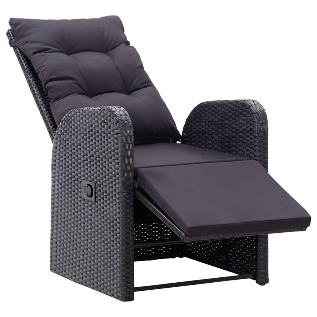 Set mobilier de grădină, 7 piese, negru