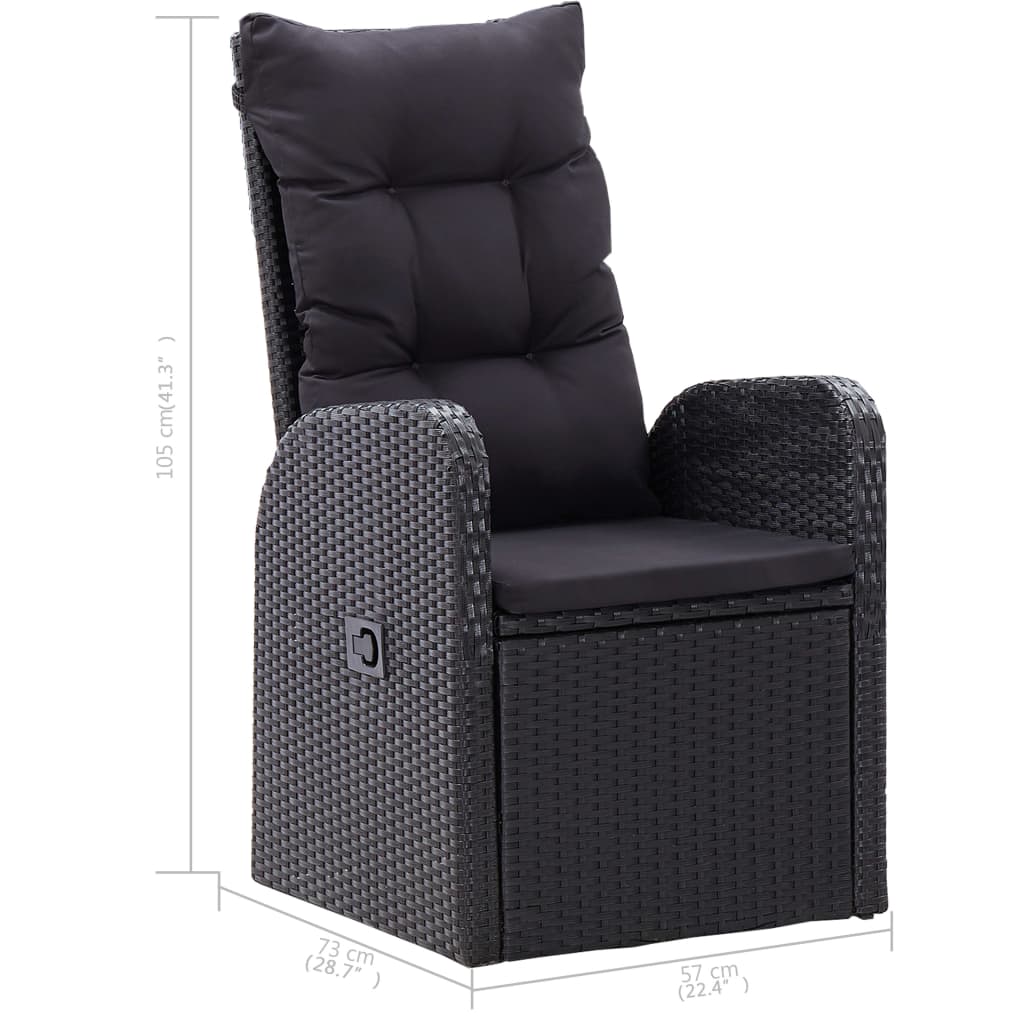 Set mobilier de grădină, 7 piese, negru