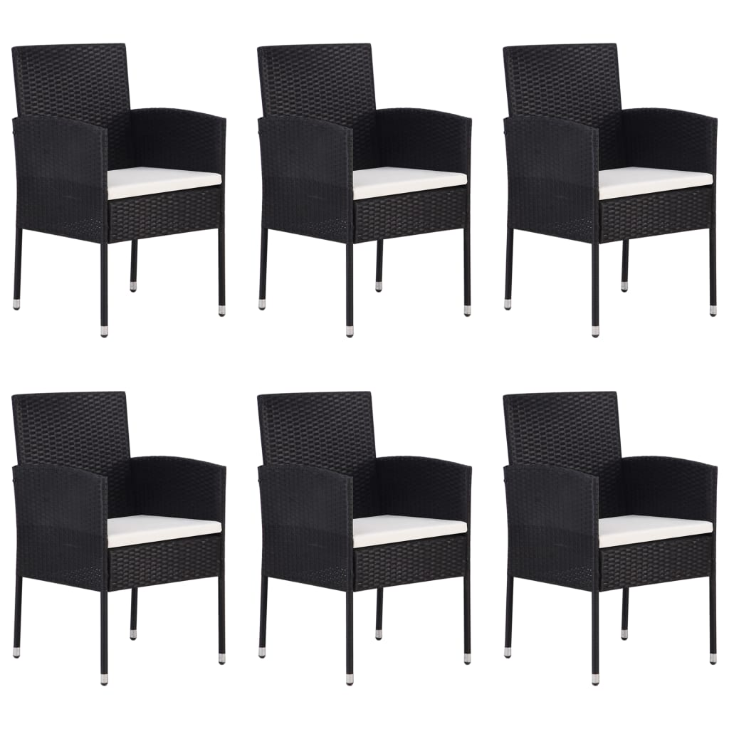 Set mobilier de grădină, 7 piese, negru