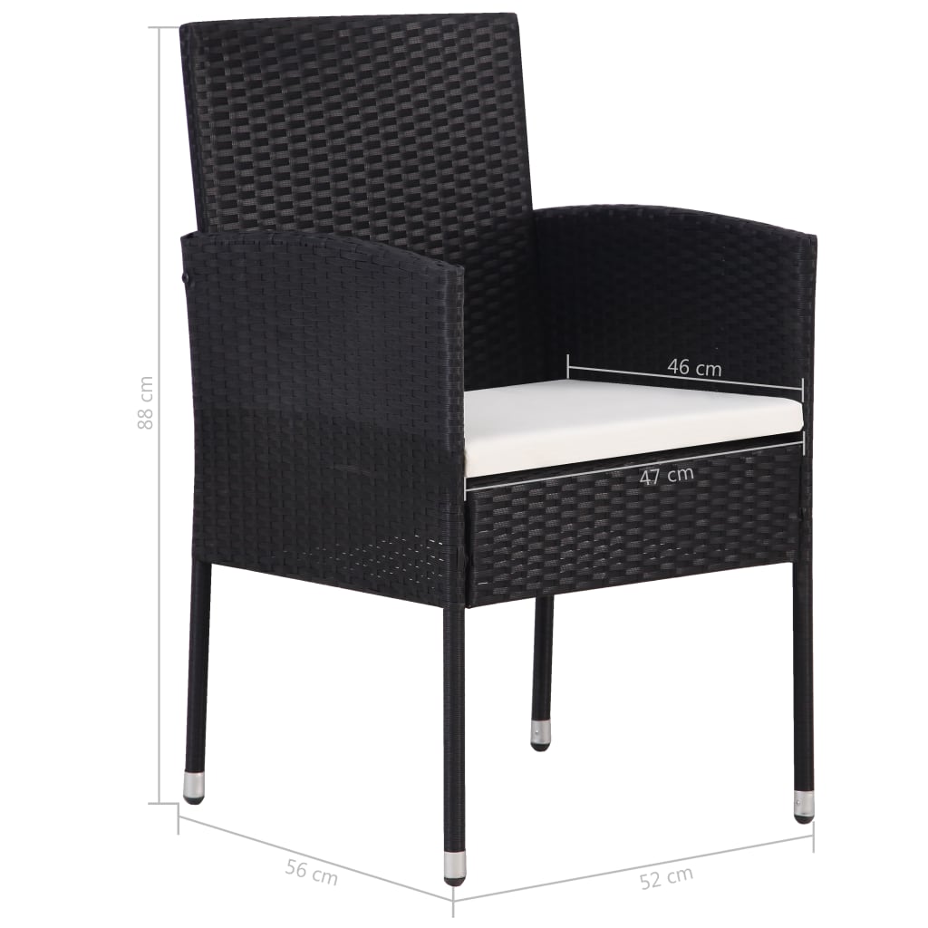 Set mobilier de grădină, 7 piese, negru