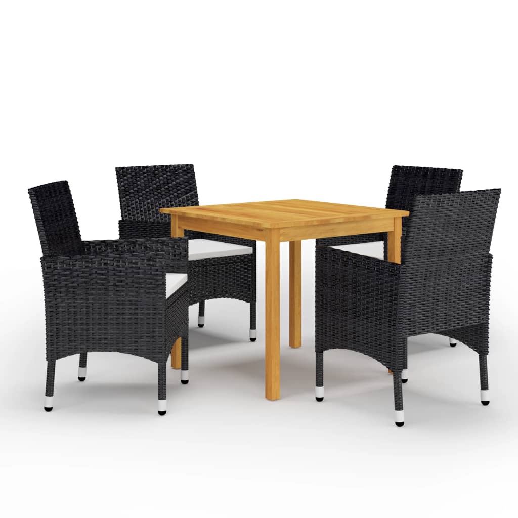 Set mobilier de grădină, 5 piese, negru