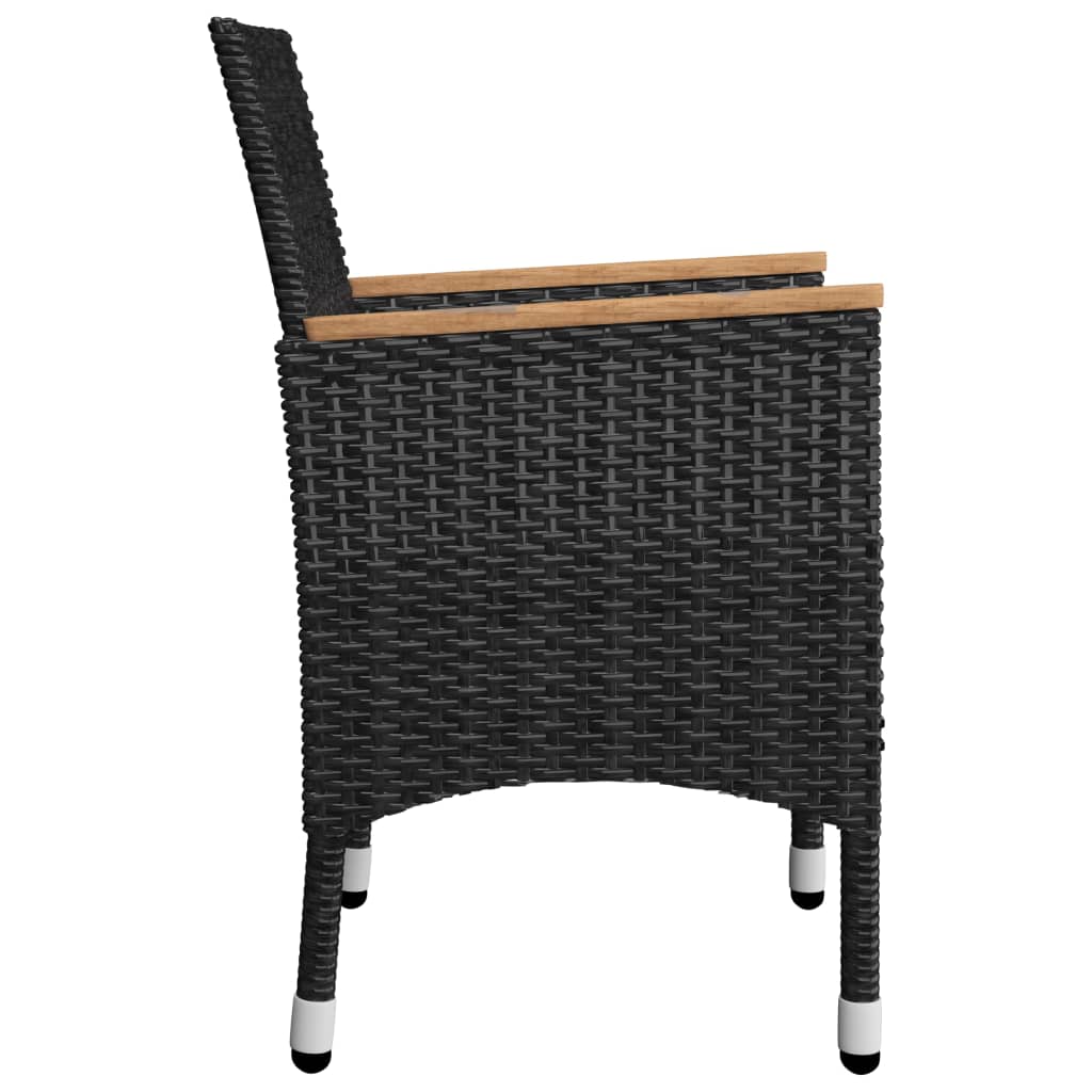 Set mobilier de grădină, 3 piese, negru