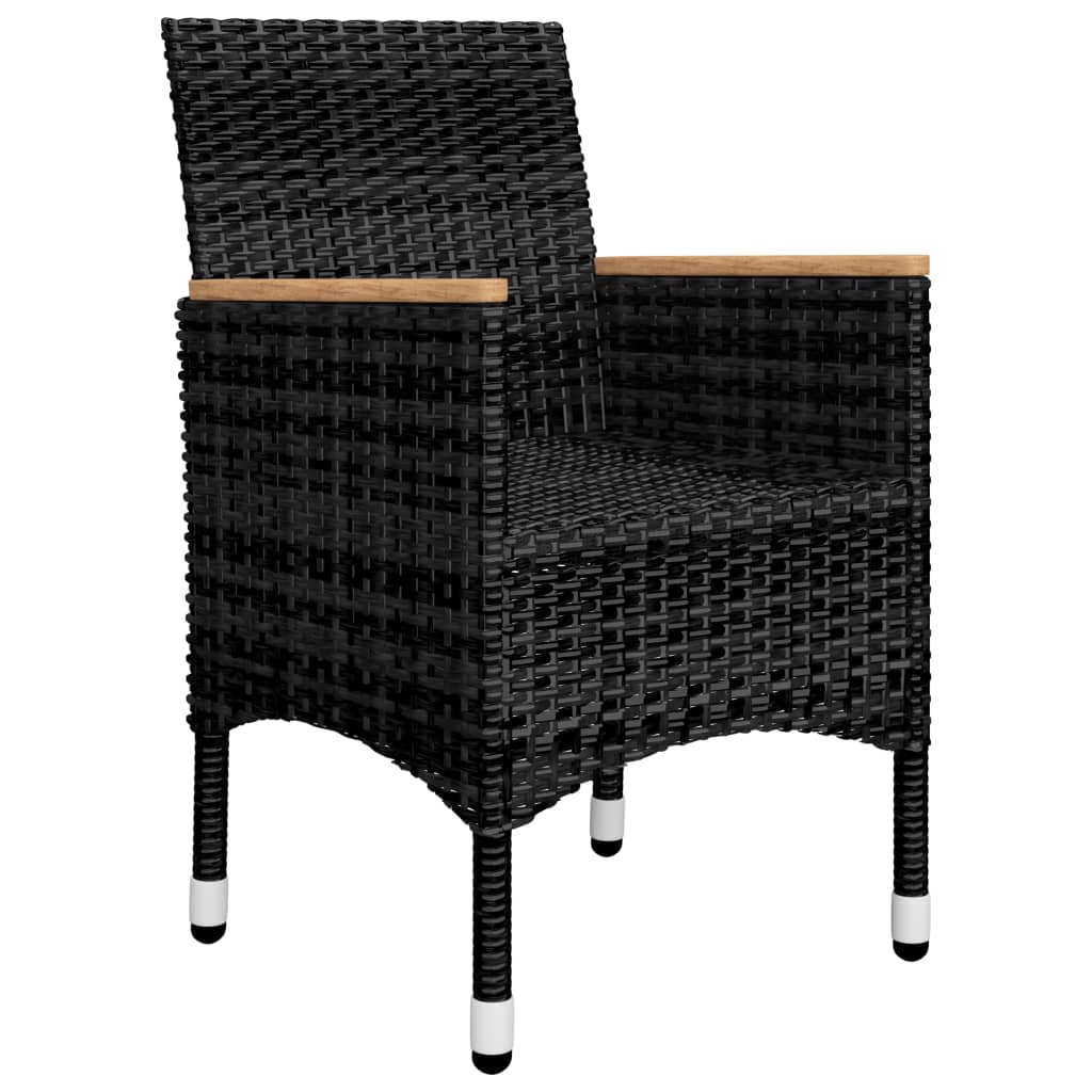 Set mobilier de grădină, 3 piese, negru