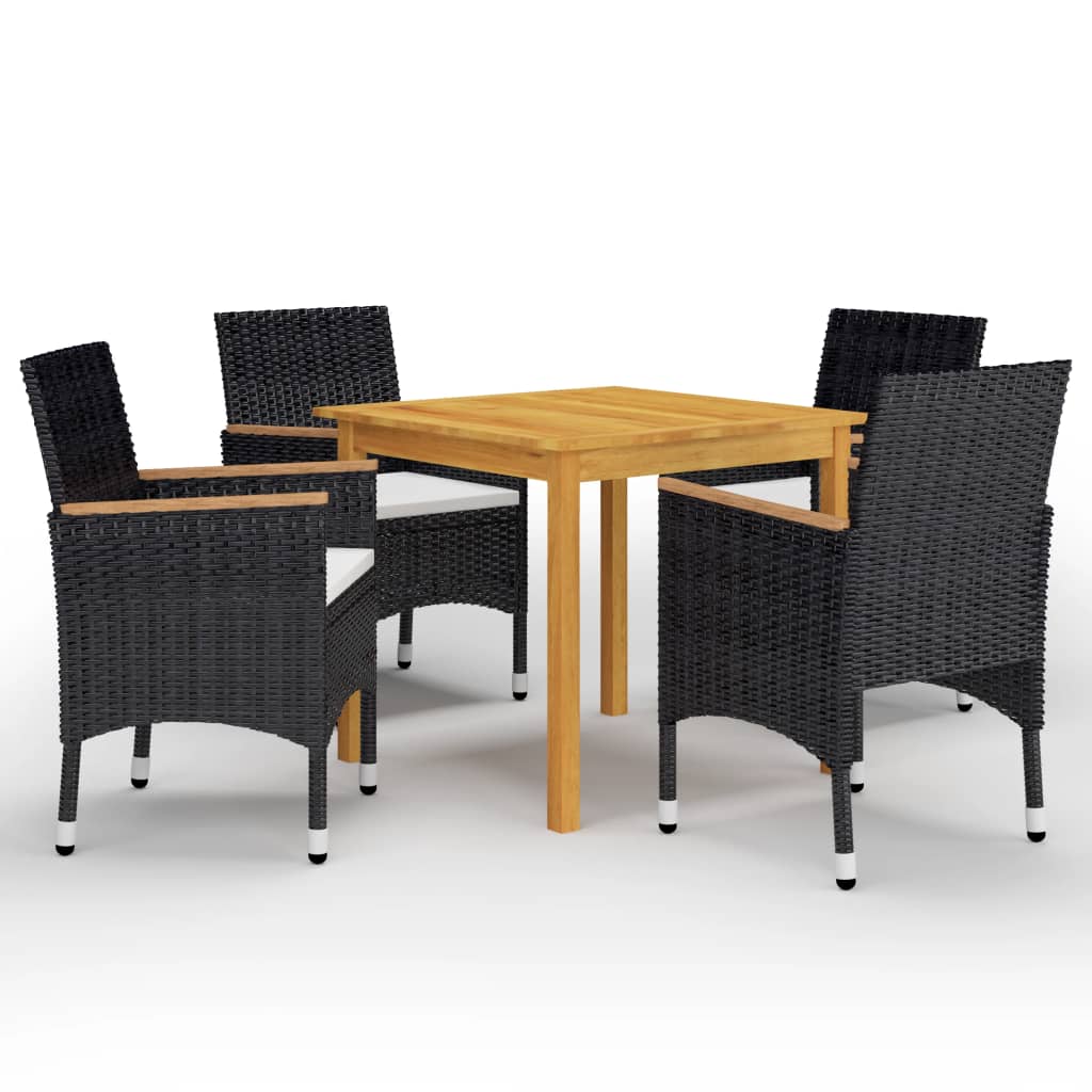 Set mobilier de grădină, 5 piese, negru