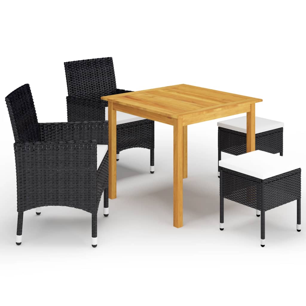 Set mobilier de grădină, 5 piese, negru