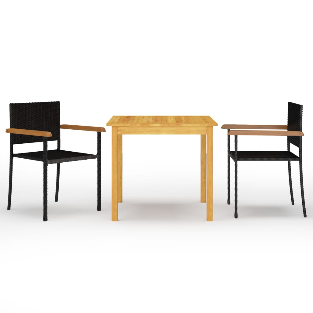 Set mobilier de grădină, 3 piese, negru