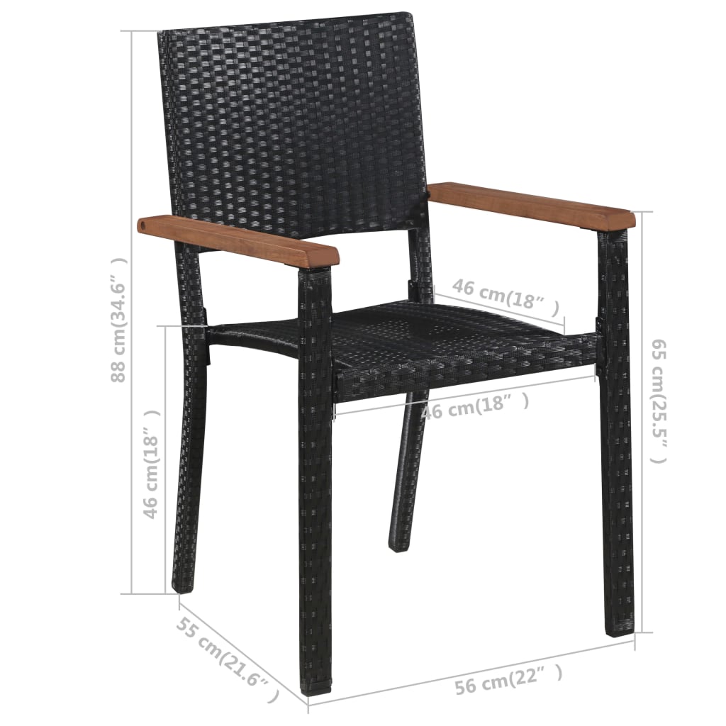 Set mobilier de grădină, 3 piese, negru