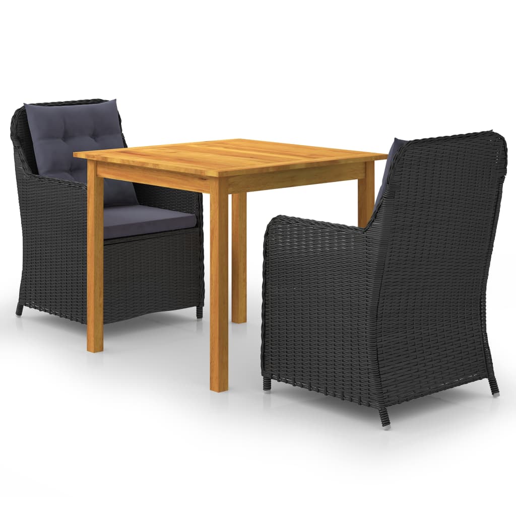 Set mobilier de grădină, 3 piese, negru - Lando