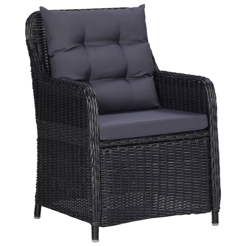 Set mobilier de grădină, 3 piese, negru - Lando