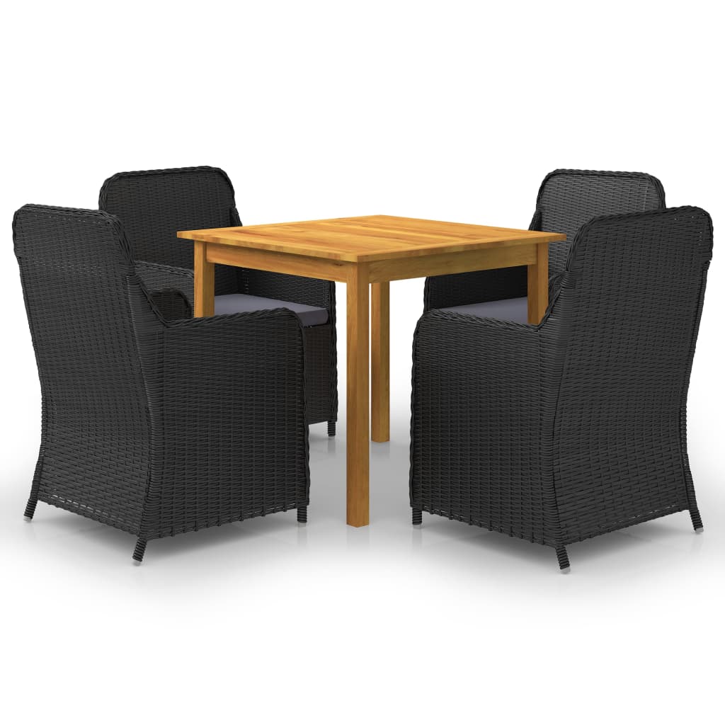 Set mobilier de grădină, 5 piese, negru