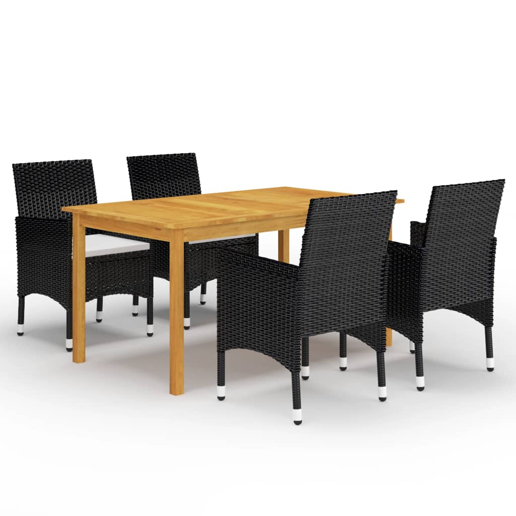 Set mobilier de grădină, 5 piese, negru