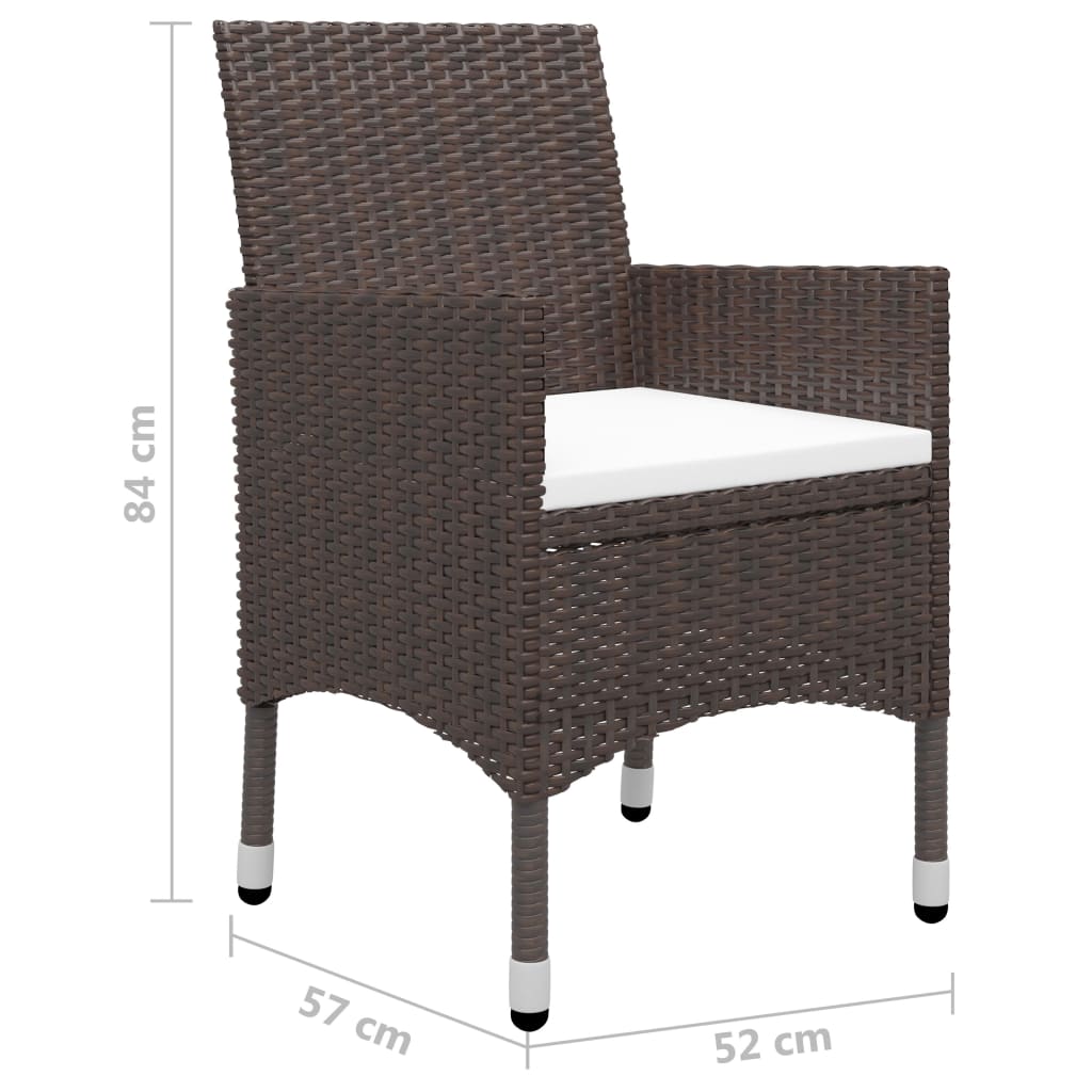 Set mobilier de grădină, 5 piese, maro