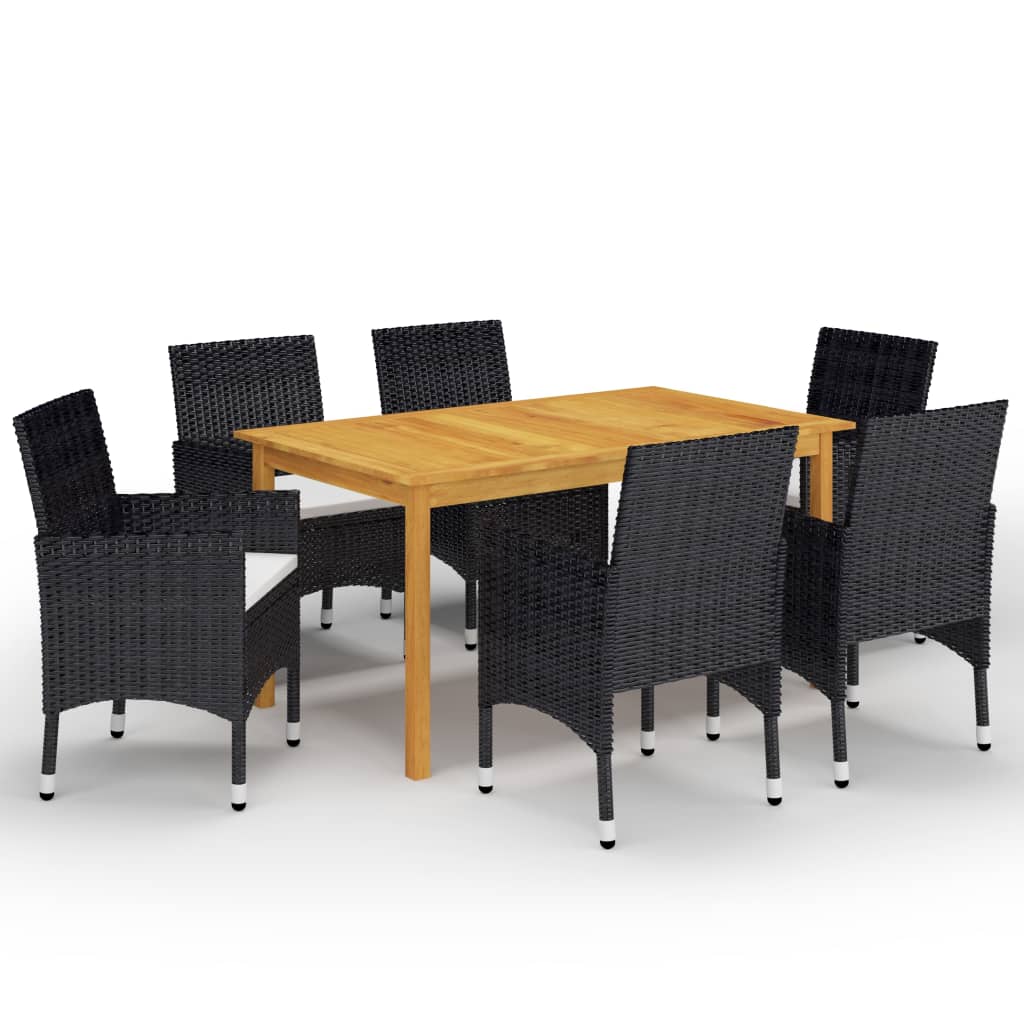 Set mobilier de grădină, 7 piese, negru - Lando