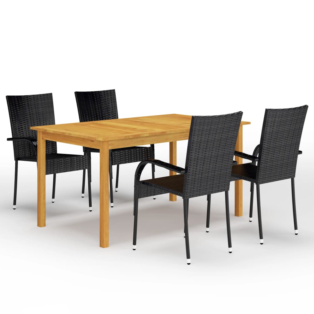 Set mobilier de grădină, 5 piese, negru - Lando