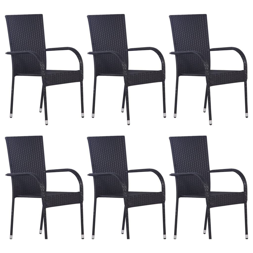 Set mobilier pentru grădină, 7 piese, negru