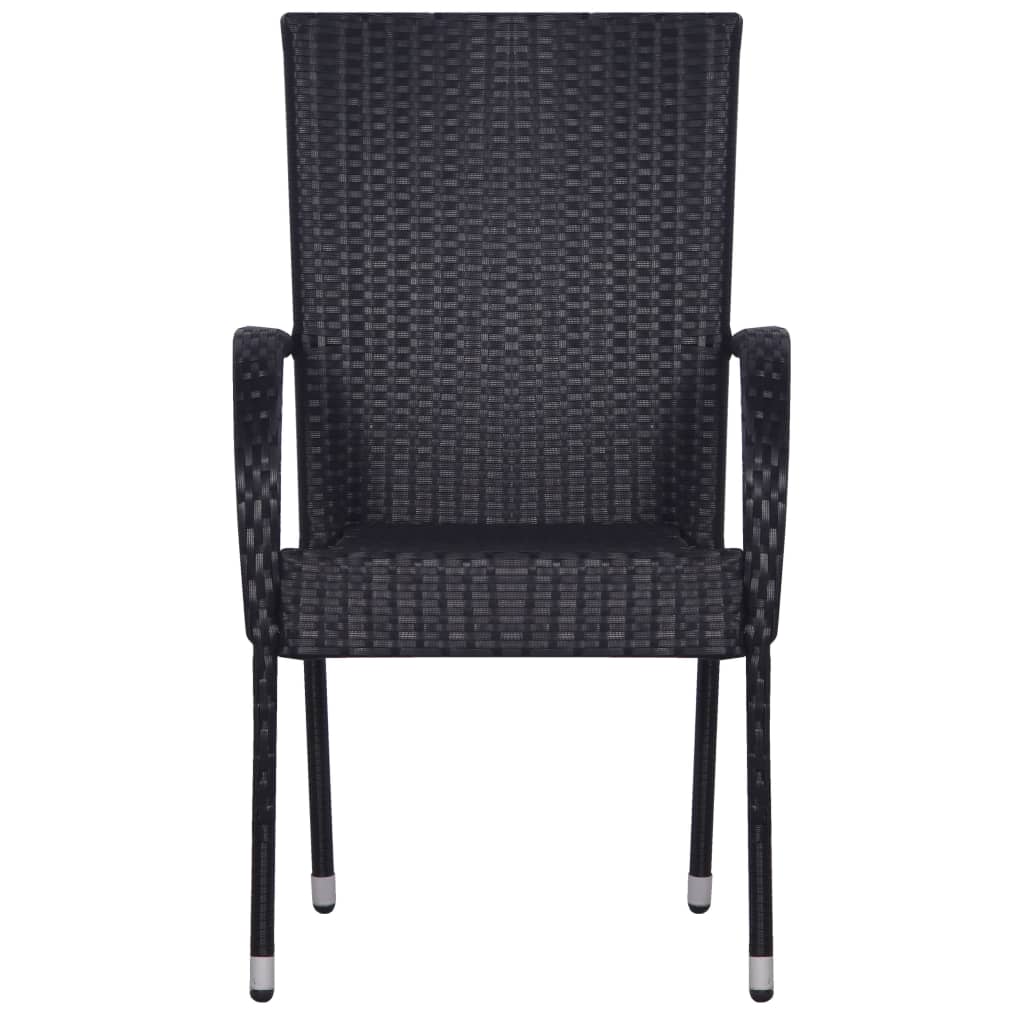 Set mobilier pentru grădină, 7 piese, negru